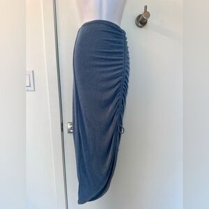 JLUXLABEL Asymmetrical Ruched Skirt in Blue